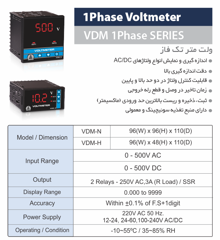 ولتمتر تک فاز آدنیس AC مدل VDM-H